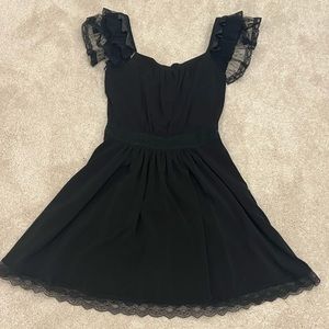 RED Valentino VINTAGE Flutter Sleeve Mini Dress with Lace Detail, size small